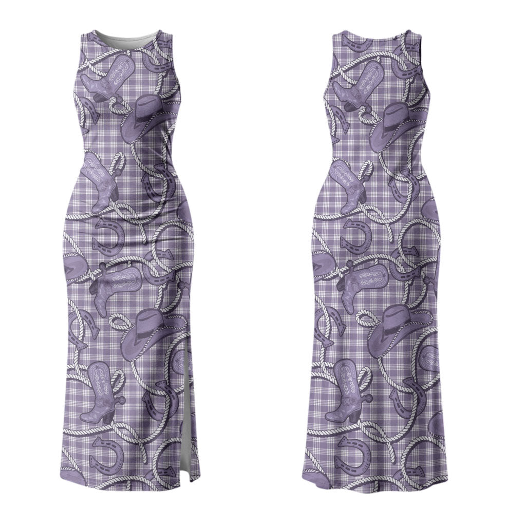 Purple Hawaii Palaka Cowboy Family Matching Tank Maxi Dress and Hawaiian Shirt Hawaiian Paniolo Festival Spirit