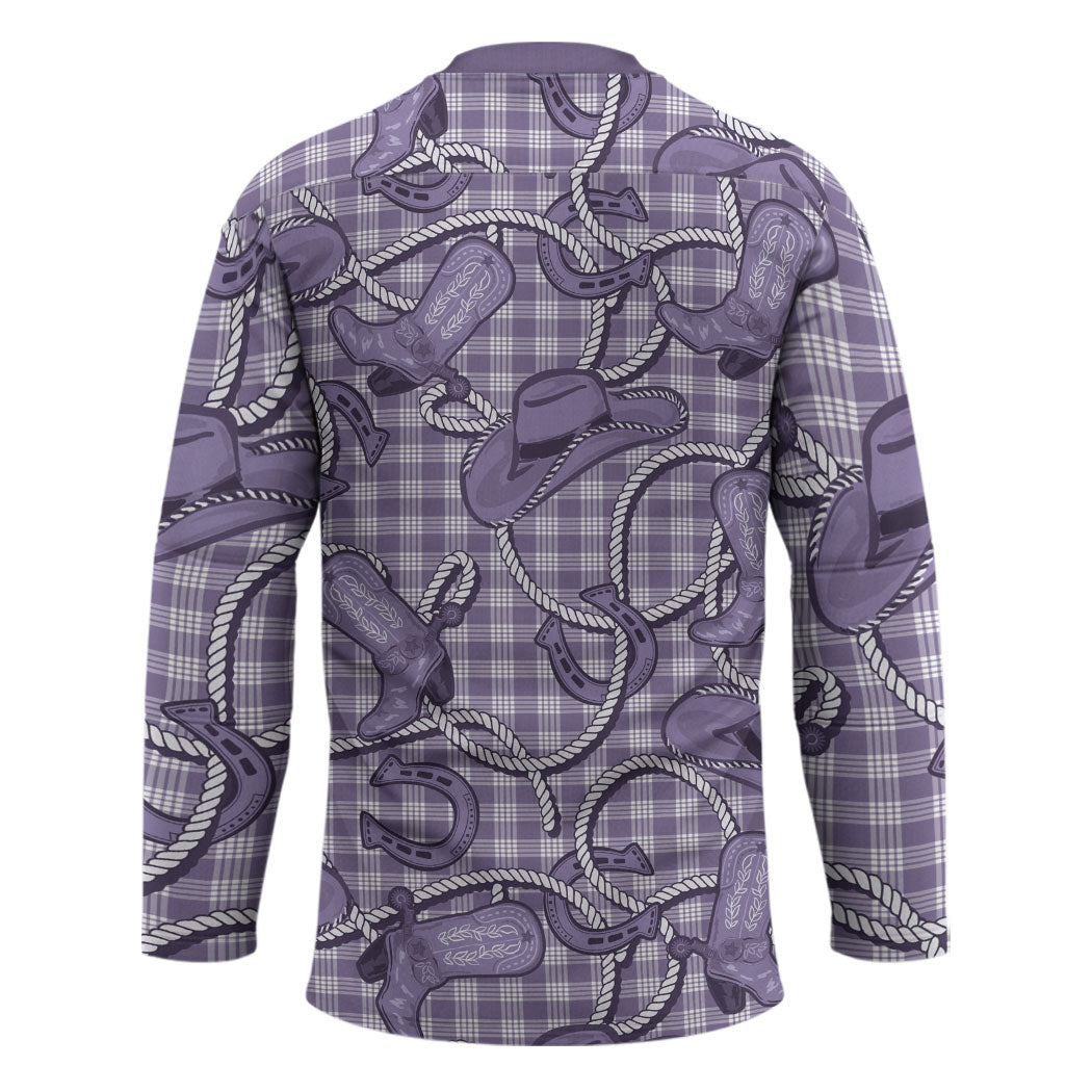 Purple Hawaii Palaka Cowboy Hockey Jersey Hawaiian Paniolo Festival Spirit