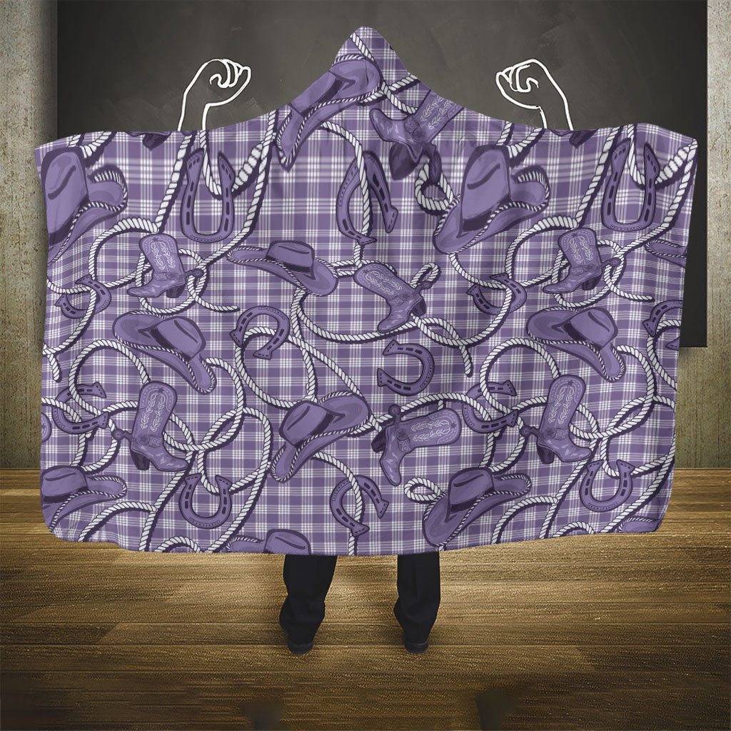 Purple Hawaii Palaka Cowboy Hooded Blanket Hawaiian Paniolo Festival Spirit