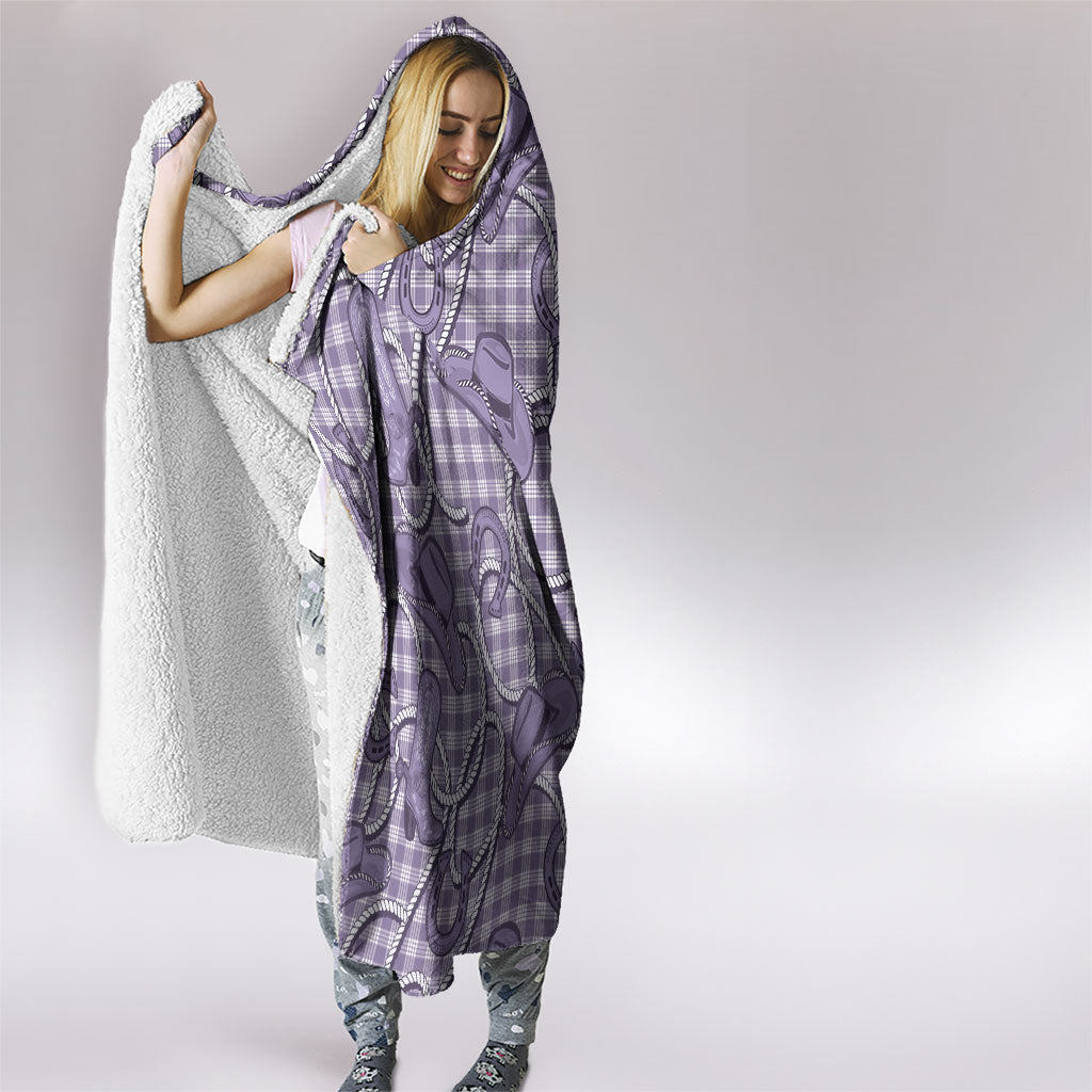 Purple Hawaii Palaka Cowboy Hooded Blanket Hawaiian Paniolo Festival Spirit