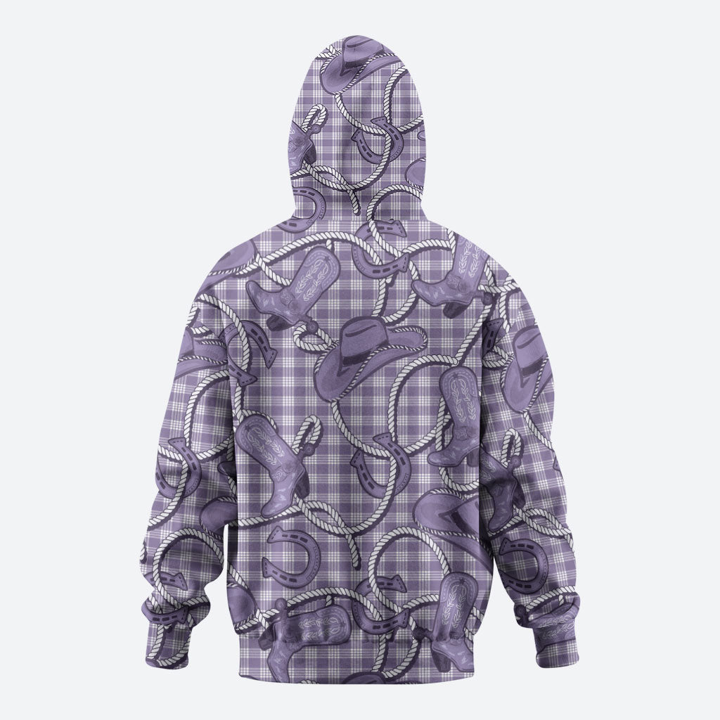 Purple Hawaii Palaka Cowboy Hoodie Hawaiian Paniolo Festival Spirit