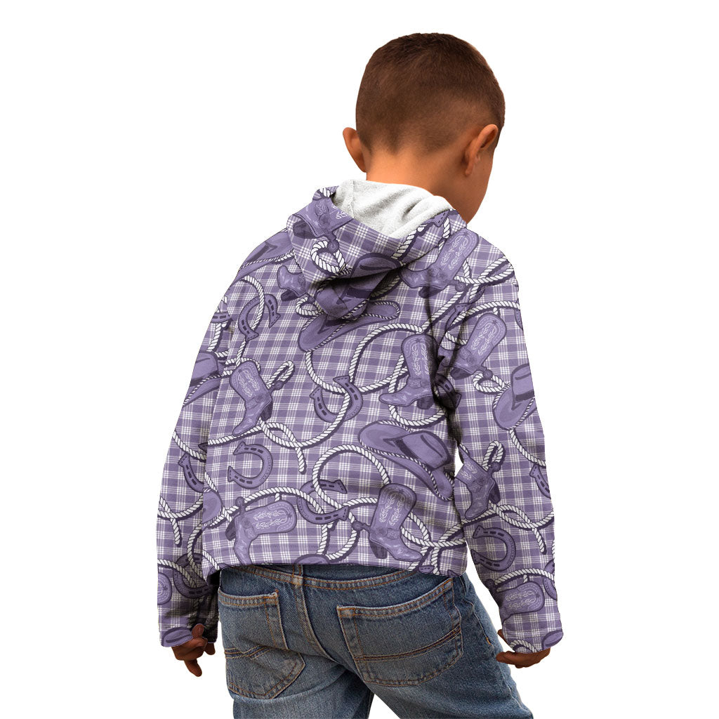 Purple Hawaii Palaka Cowboy Kid Hoodie Hawaiian Paniolo Festival Spirit