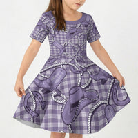 Purple Hawaii Palaka Cowboy Kid Short Sleeve Dress Hawaiian Paniolo Festival Spirit