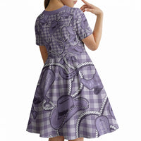 Purple Hawaii Palaka Cowboy Kid Short Sleeve Dress Hawaiian Paniolo Festival Spirit