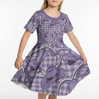 Purple Hawaii Palaka Cowboy Kid Short Sleeve Dress Hawaiian Paniolo Festival Spirit