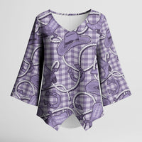 Purple Hawaii Palaka Cowboy Kimono Sleeve Blouse Hawaiian Paniolo Festival Spirit