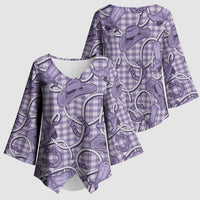 Purple Hawaii Palaka Cowboy Kimono Sleeve Blouse Hawaiian Paniolo Festival Spirit