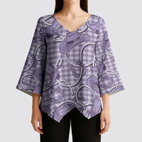 Purple Hawaii Palaka Cowboy Kimono Sleeve Blouse Hawaiian Paniolo Festival Spirit