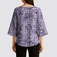Purple Hawaii Palaka Cowboy Kimono Sleeve Blouse Hawaiian Paniolo Festival Spirit