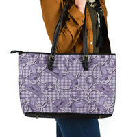 Purple Hawaii Palaka Cowboy Leather Tote Bag Hawaiian Paniolo Festival Spirit