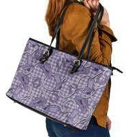 Purple Hawaii Palaka Cowboy Leather Tote Bag Hawaiian Paniolo Festival Spirit
