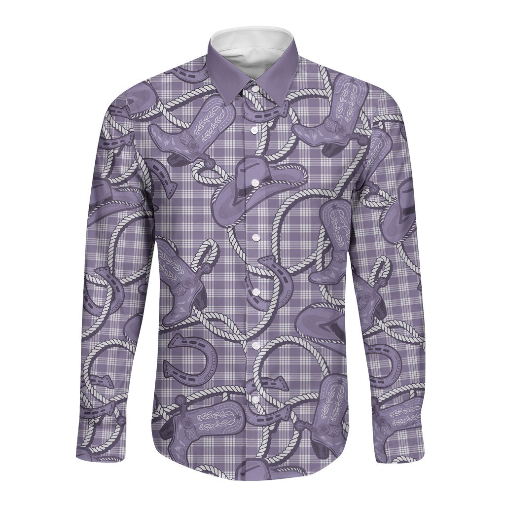 Purple Hawaii Palaka Cowboy Long Sleeve Button Shirt Hawaiian Paniolo Festival Spirit LT19 Unisex Purple - Polynesian Pride