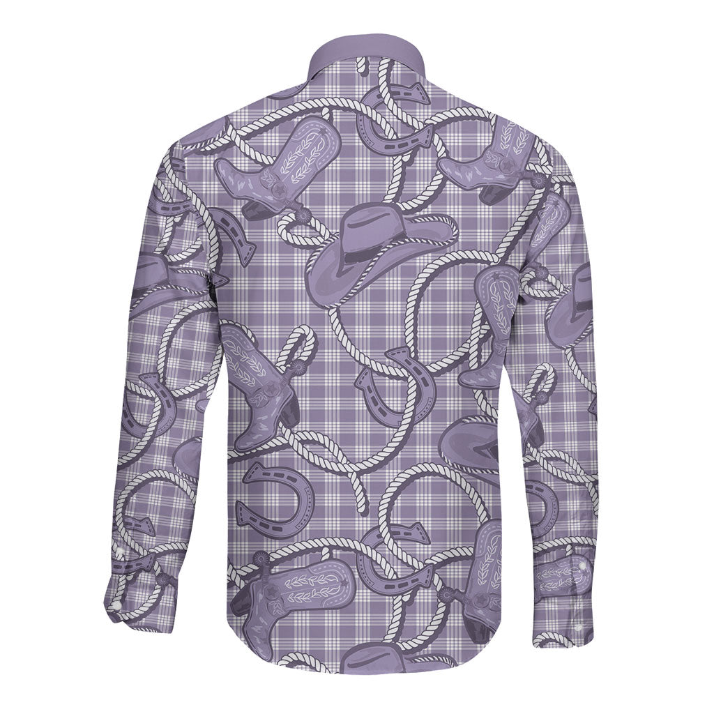 Purple Hawaii Palaka Cowboy Long Sleeve Button Shirt Hawaiian Paniolo Festival Spirit