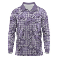 Purple Hawaii Palaka Cowboy Long Sleeve Polo Shirt Hawaiian Paniolo Festival Spirit