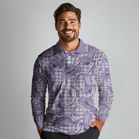 Purple Hawaii Palaka Cowboy Long Sleeve Polo Shirt Hawaiian Paniolo Festival Spirit