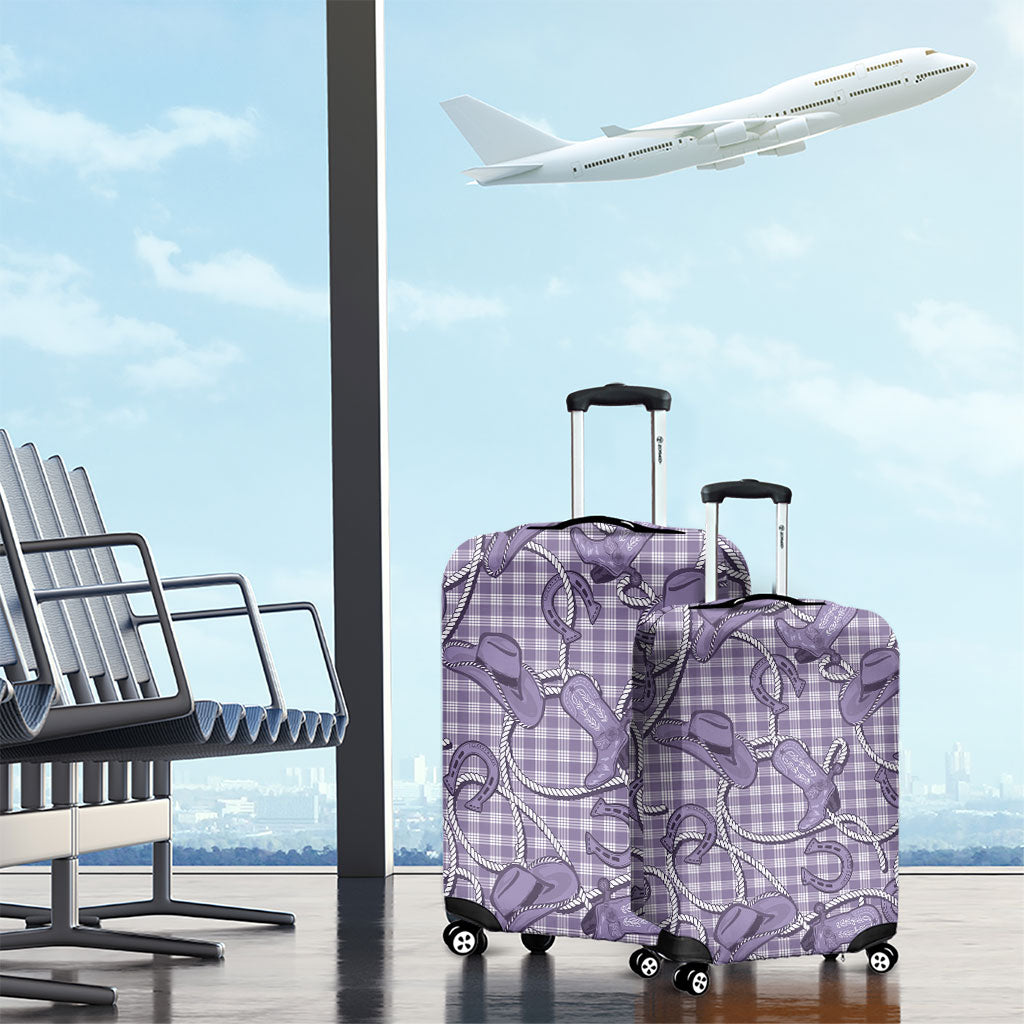 Purple Hawaii Palaka Cowboy Luggage Cover Hawaiian Paniolo Festival Spirit