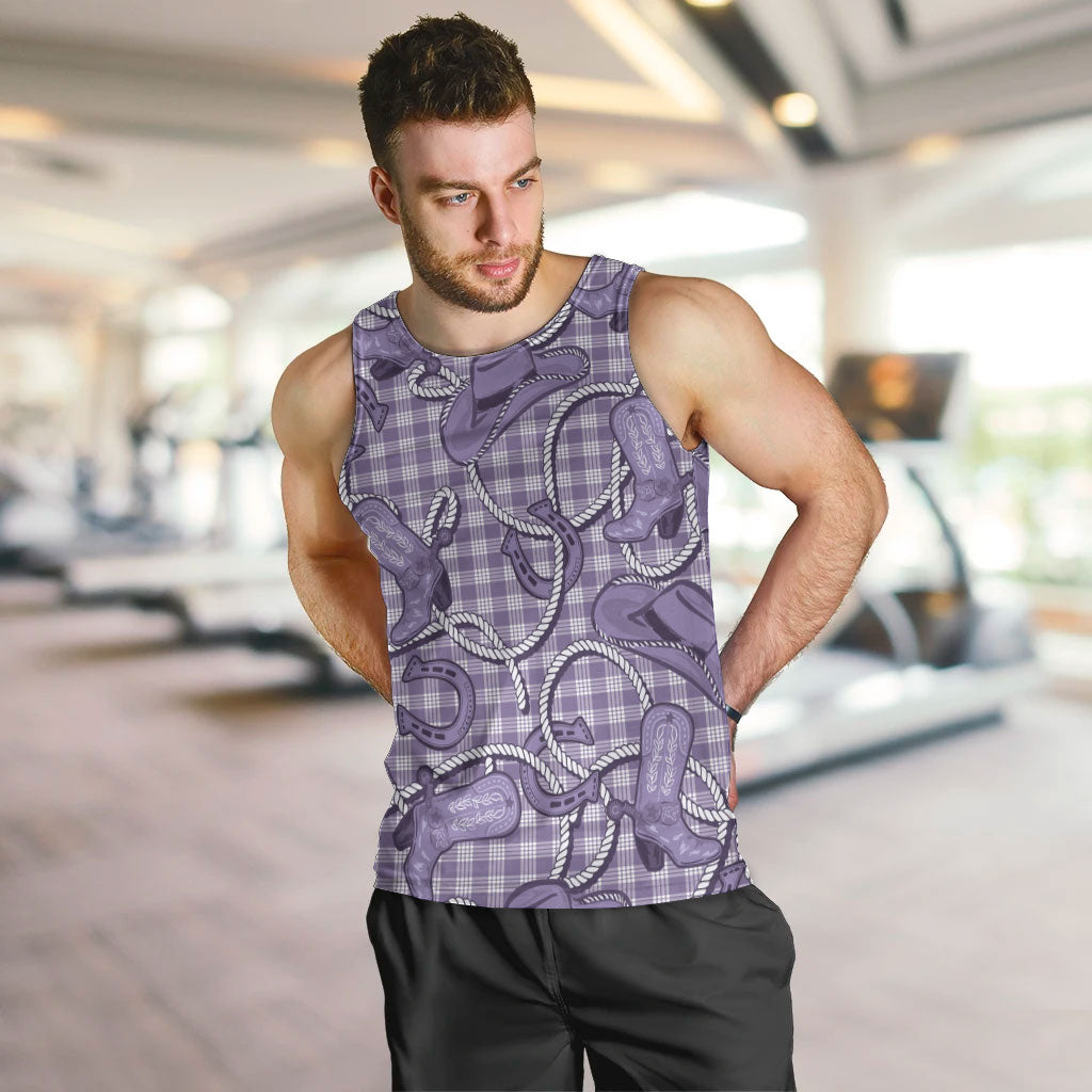 Purple Hawaii Palaka Cowboy Men Tank Top Hawaiian Paniolo Festival Spirit LT19 Purple - Polynesian Pride