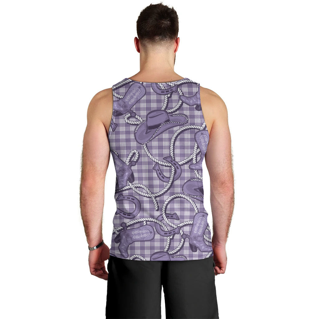 Purple Hawaii Palaka Cowboy Men Tank Top Hawaiian Paniolo Festival Spirit
