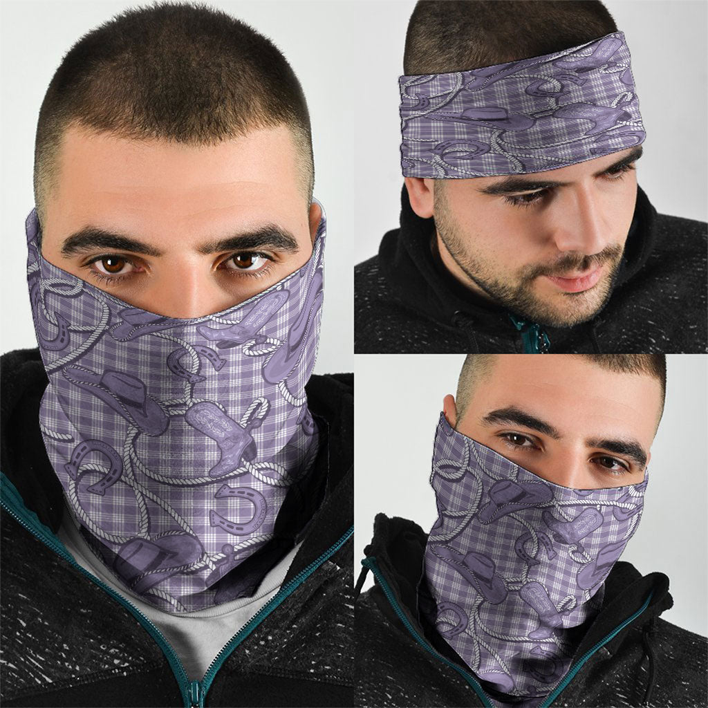 Purple Hawaii Palaka Cowboy Neck Gaiter Hawaiian Paniolo Festival Spirit