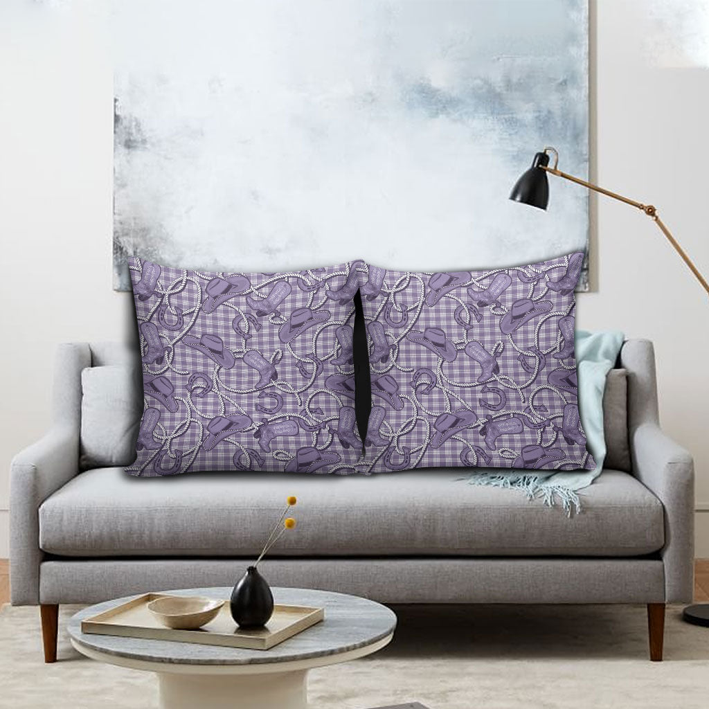 Purple Hawaii Palaka Cowboy Pillow Cover Hawaiian Paniolo Festival Spirit