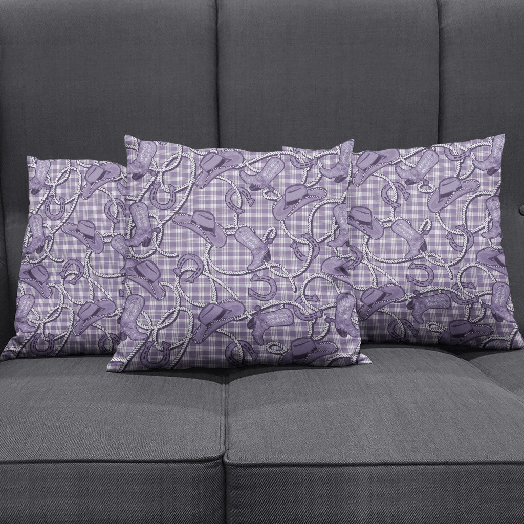 Purple Hawaii Palaka Cowboy Pillow Cover Hawaiian Paniolo Festival Spirit