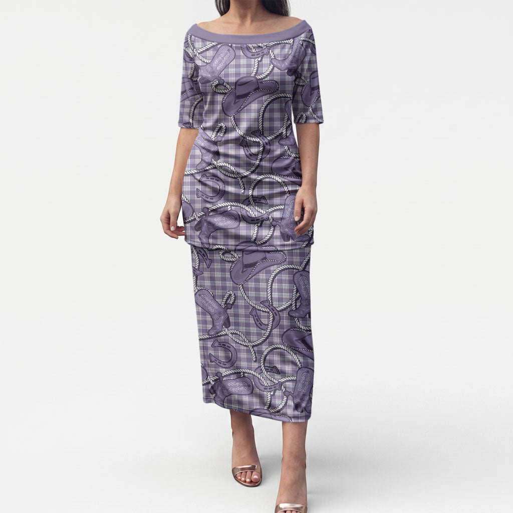 Purple Hawaii Palaka Cowboy Puletasi Hawaiian Paniolo Festival Spirit LT19 Long Dress Purple - Polynesian Pride