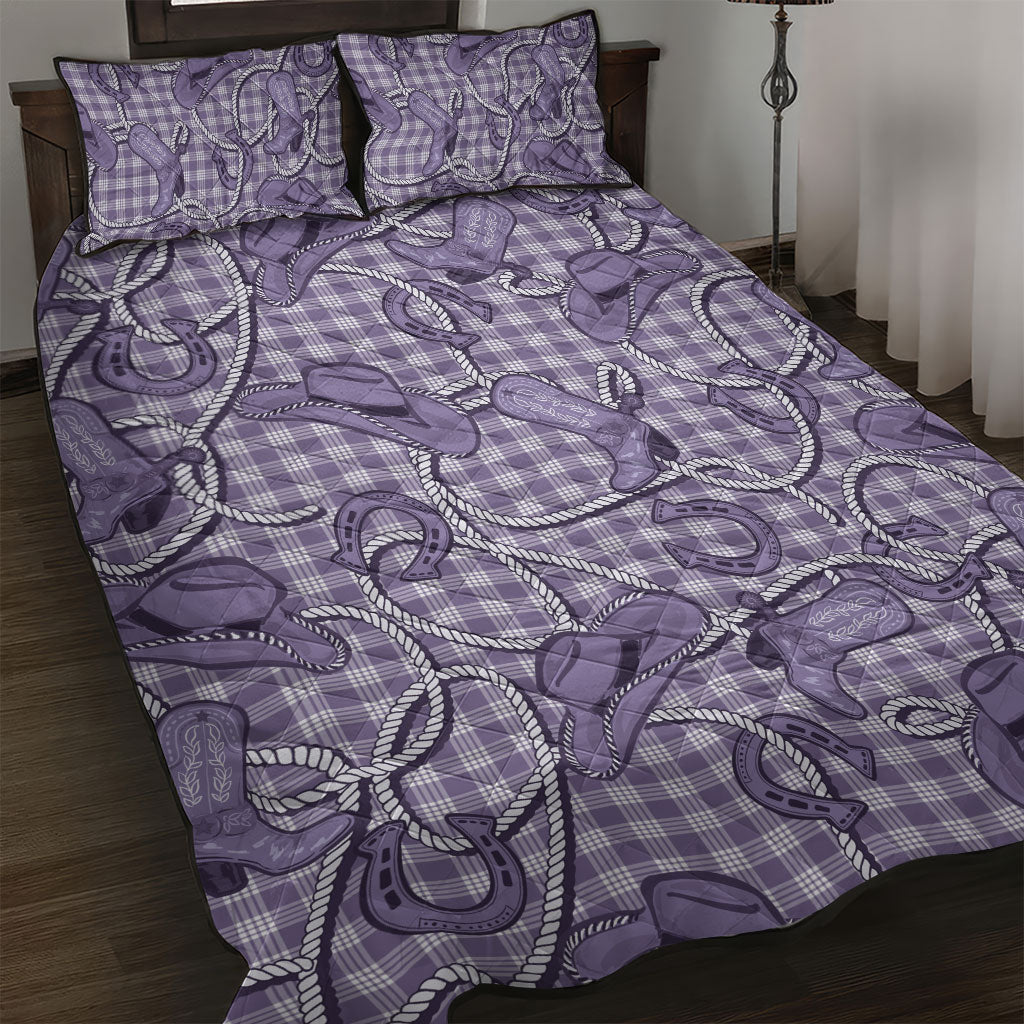 Purple Hawaii Palaka Cowboy Quilt Bed Set Hawaiian Paniolo Festival Spirit