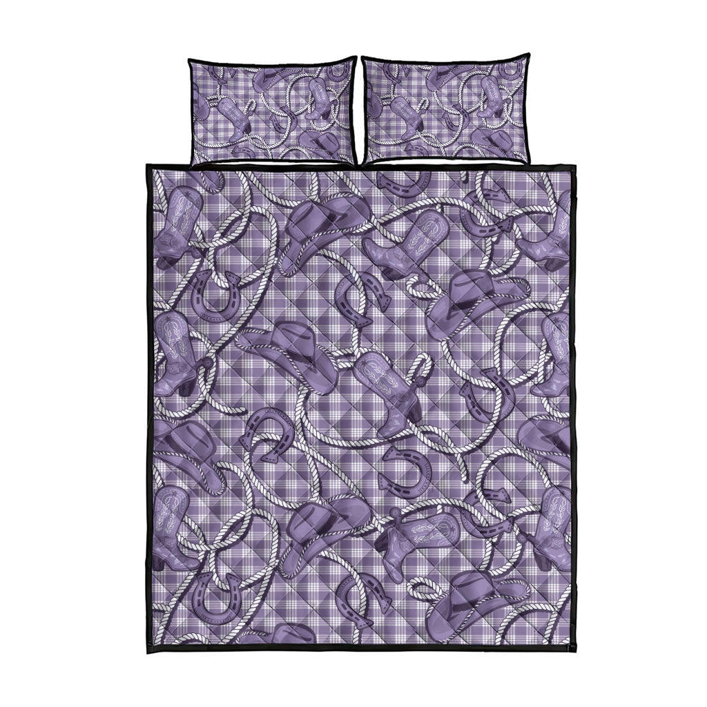 Purple Hawaii Palaka Cowboy Quilt Bed Set Hawaiian Paniolo Festival Spirit