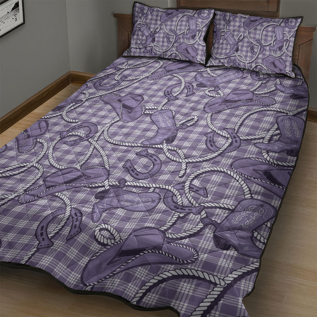 Purple Hawaii Palaka Cowboy Quilt Bed Set Hawaiian Paniolo Festival Spirit