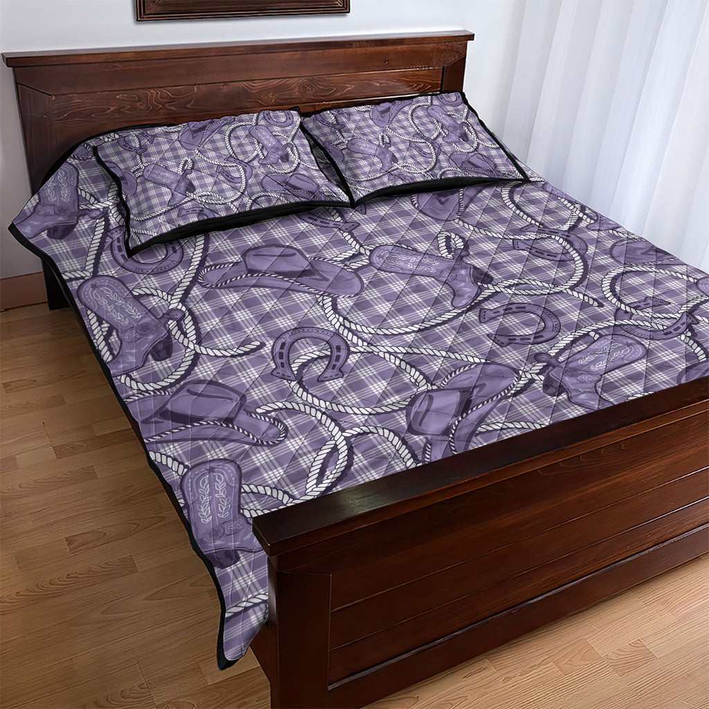 Purple Hawaii Palaka Cowboy Quilt Bed Set Hawaiian Paniolo Festival Spirit