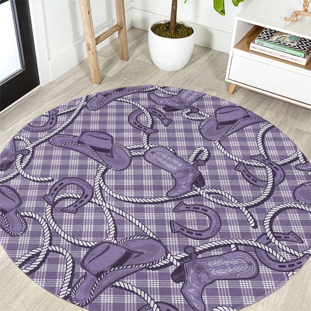 Purple Hawaii Palaka Cowboy Round Carpet Hawaiian Paniolo Festival Spirit