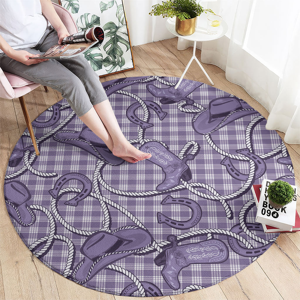 Purple Hawaii Palaka Cowboy Round Carpet Hawaiian Paniolo Festival Spirit