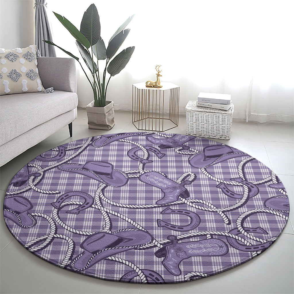 Purple Hawaii Palaka Cowboy Round Carpet Hawaiian Paniolo Festival Spirit