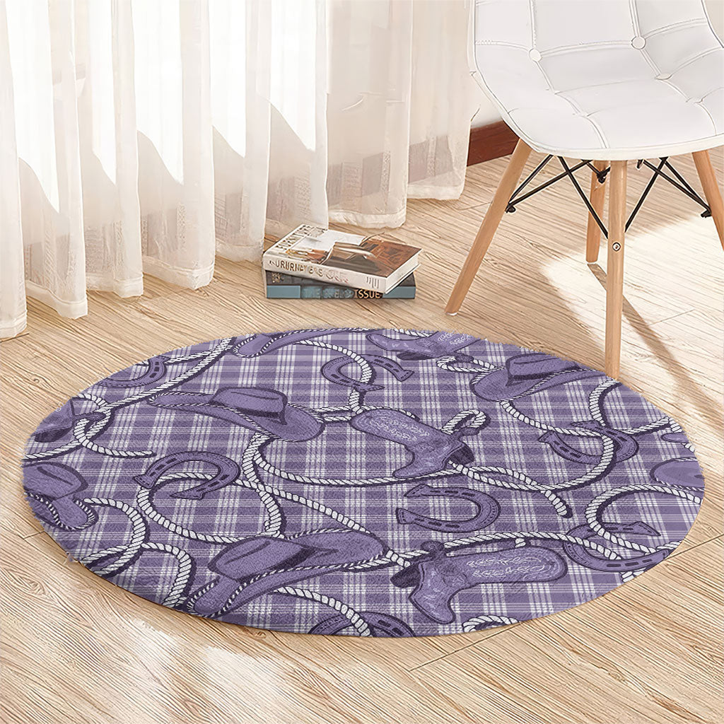 Purple Hawaii Palaka Cowboy Round Carpet Hawaiian Paniolo Festival Spirit