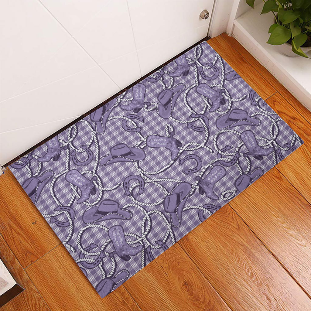 Purple Hawaii Palaka Cowboy Rubber Doormat Hawaiian Paniolo Festival Spirit