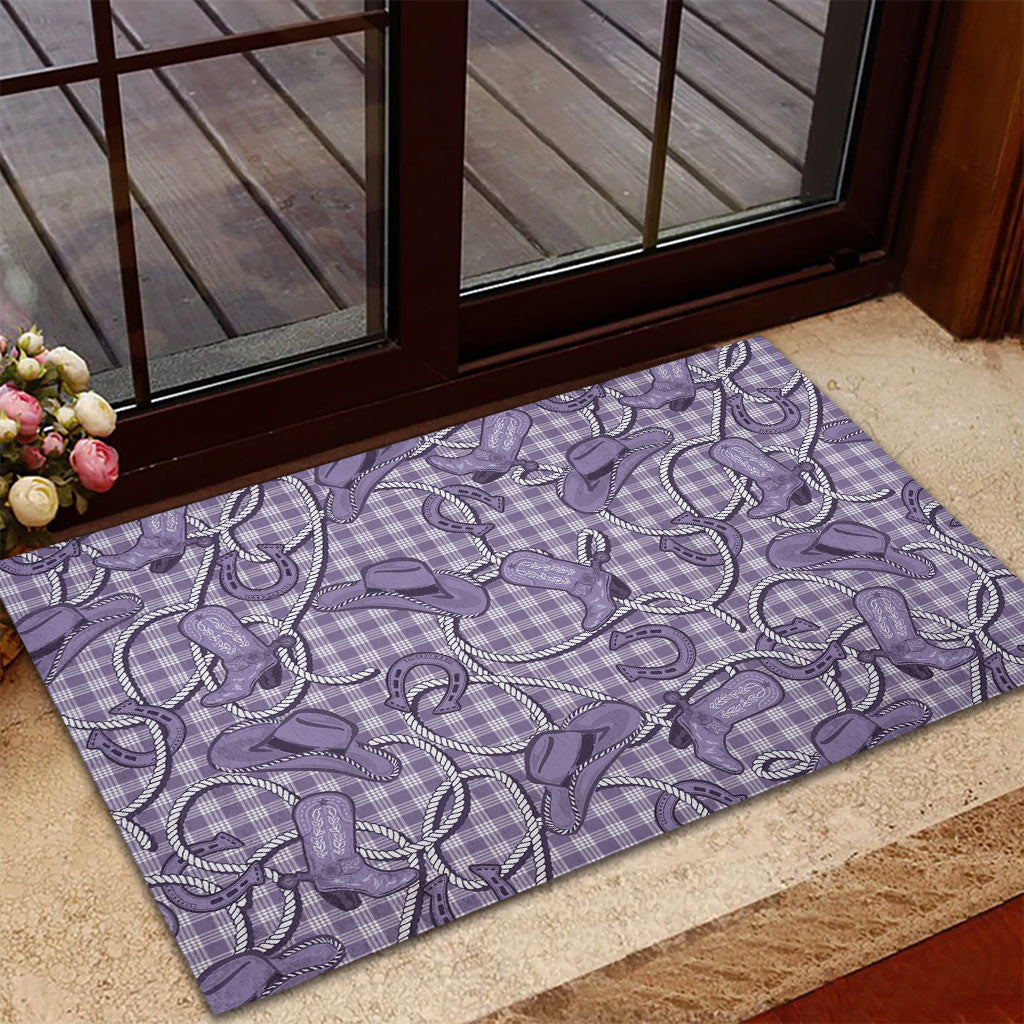 Purple Hawaii Palaka Cowboy Rubber Doormat Hawaiian Paniolo Festival Spirit