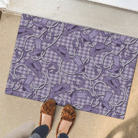 Purple Hawaii Palaka Cowboy Rubber Doormat Hawaiian Paniolo Festival Spirit