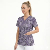 Purple Hawaii Palaka Cowboy Scrub Top Hawaiian Paniolo Festival Spirit