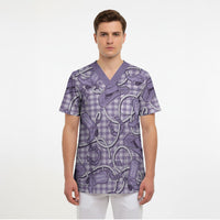 Purple Hawaii Palaka Cowboy Scrub Top Hawaiian Paniolo Festival Spirit