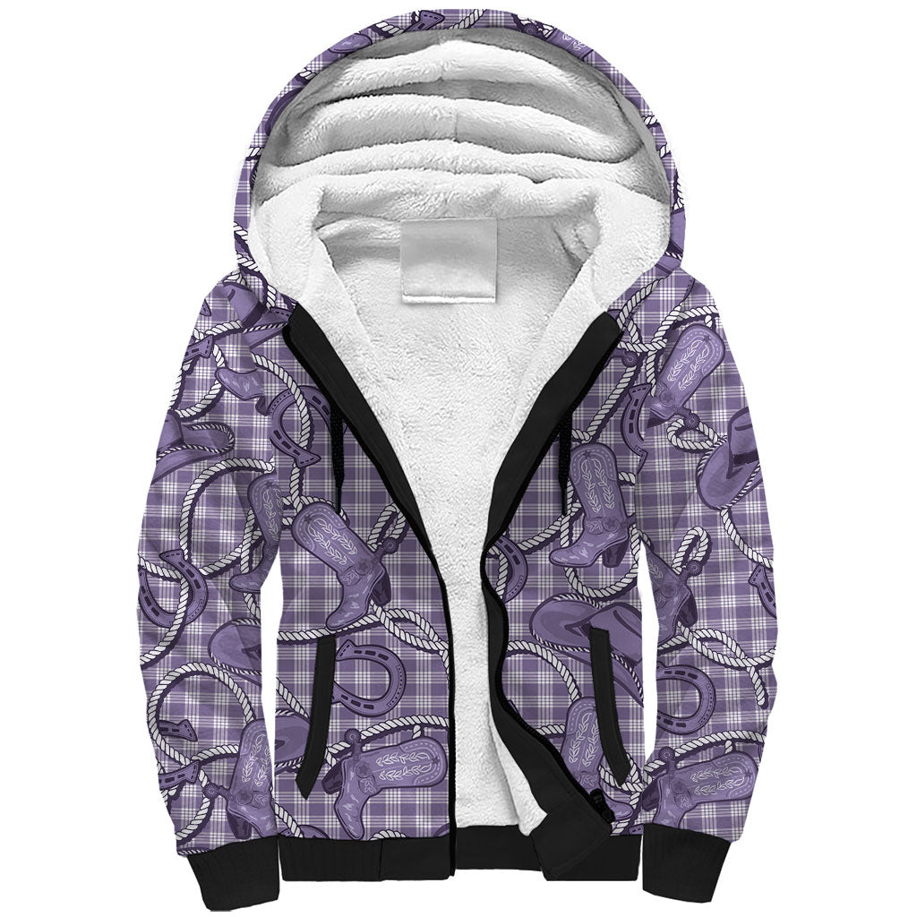 Purple Hawaii Palaka Cowboy Sherpa Hoodie Hawaiian Paniolo Festival Spirit