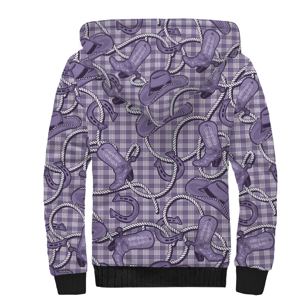 Purple Hawaii Palaka Cowboy Sherpa Hoodie Hawaiian Paniolo Festival Spirit