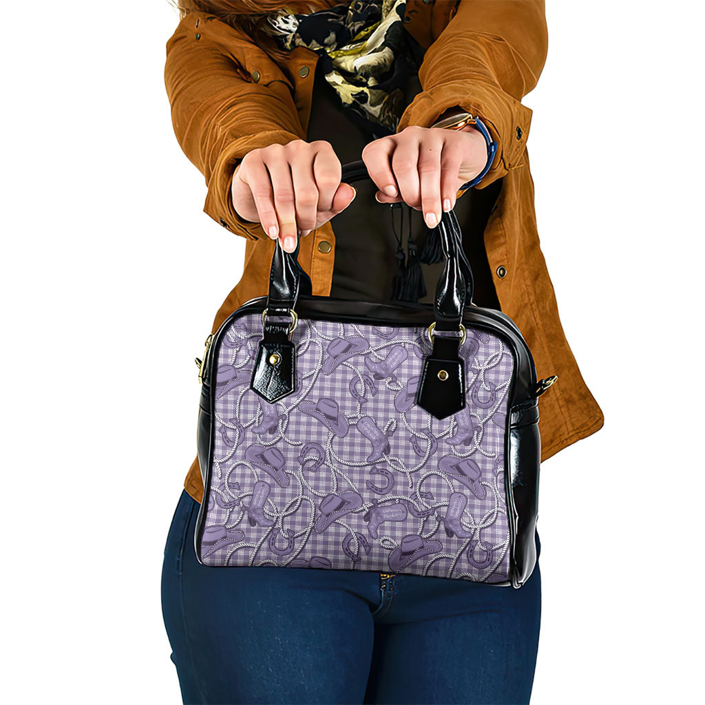 Purple Hawaii Palaka Cowboy Shoulder Handbag Hawaiian Paniolo Festival Spirit