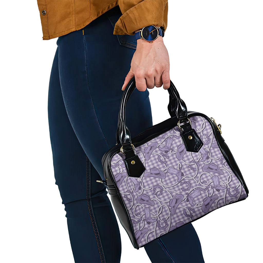 Purple Hawaii Palaka Cowboy Shoulder Handbag Hawaiian Paniolo Festival Spirit