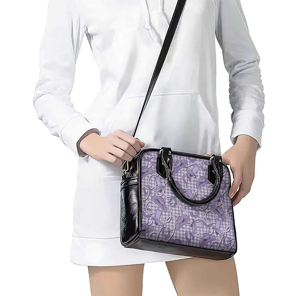 Purple Hawaii Palaka Cowboy Shoulder Handbag Hawaiian Paniolo Festival Spirit