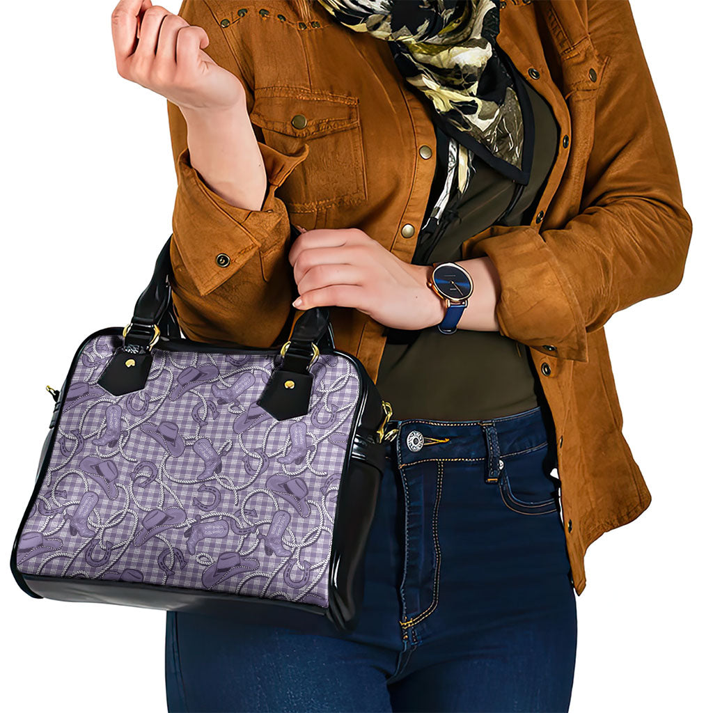 Purple Hawaii Palaka Cowboy Shoulder Handbag Hawaiian Paniolo Festival Spirit