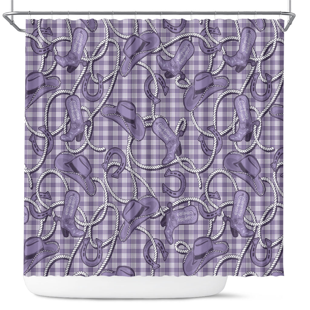 Purple Hawaii Palaka Cowboy Shower Curtain Hawaiian Paniolo Festival Spirit