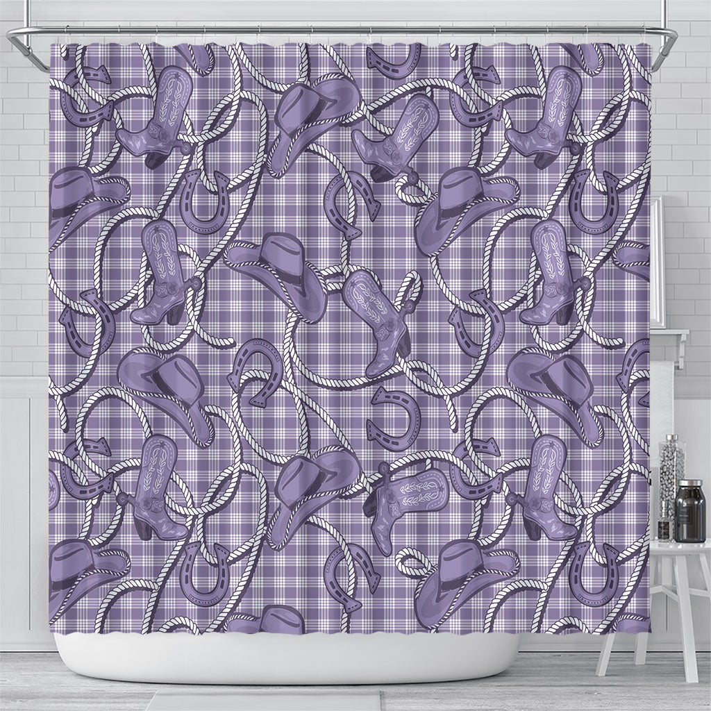 Purple Hawaii Palaka Cowboy Shower Curtain Hawaiian Paniolo Festival Spirit