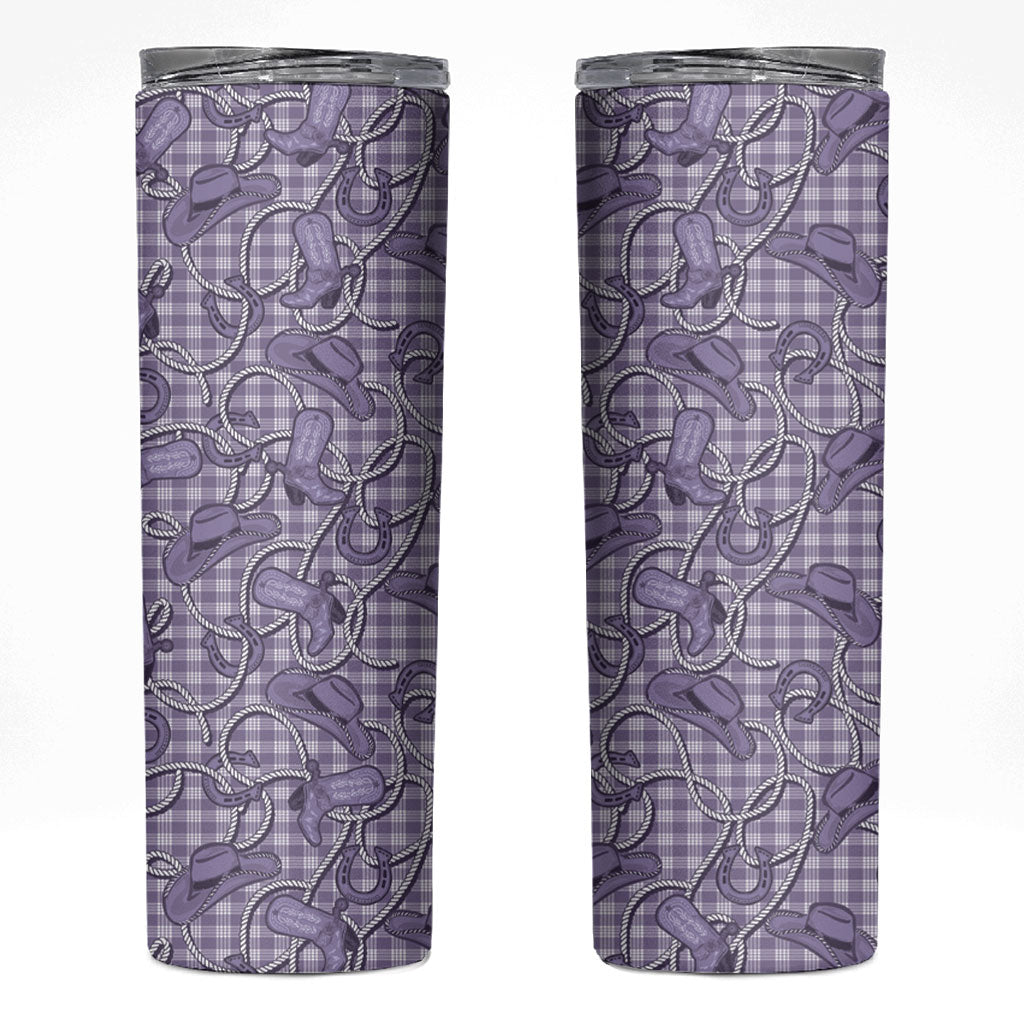 Purple Hawaii Palaka Cowboy Skinny Tumbler Hawaiian Paniolo Festival Spirit