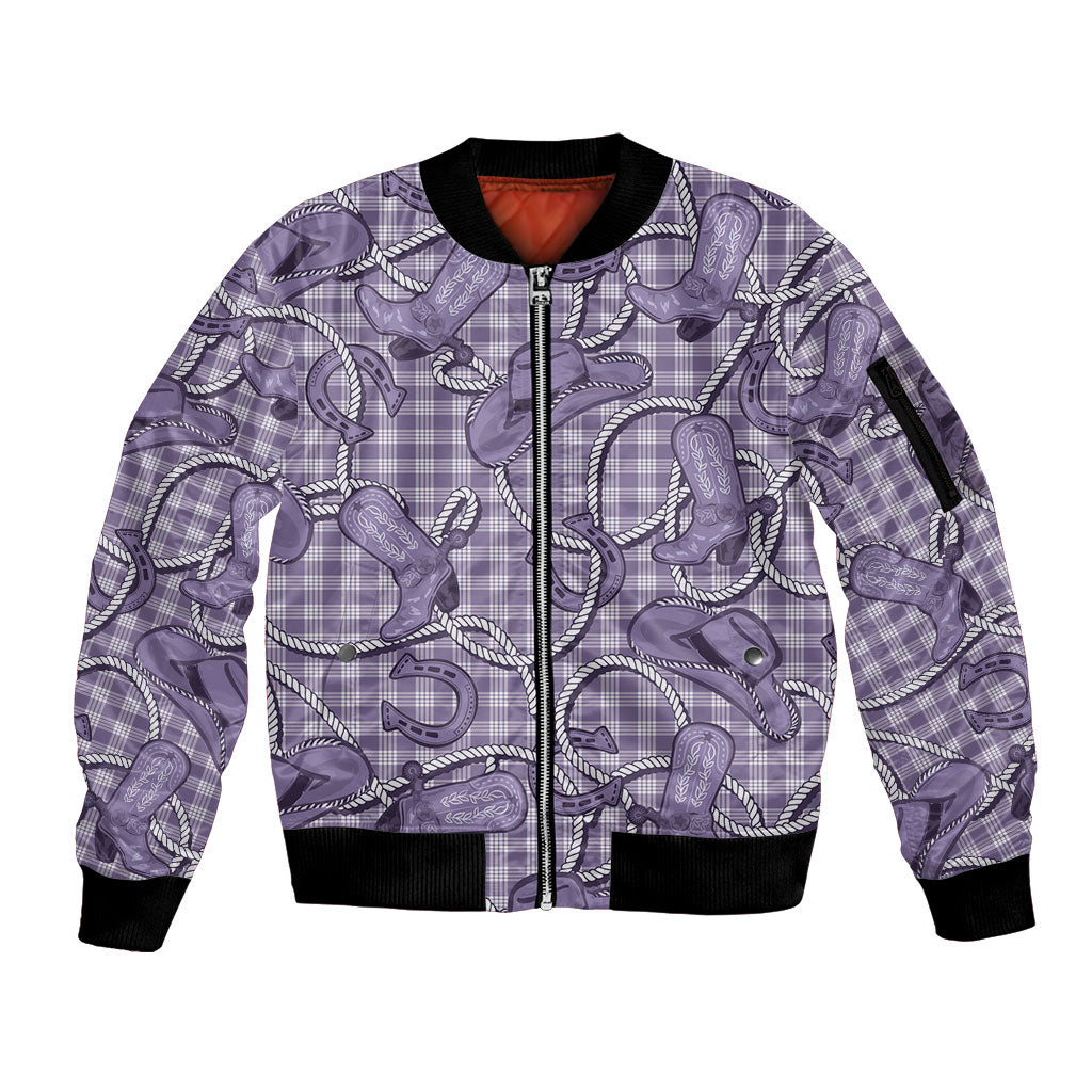 Purple Hawaii Palaka Cowboy Sleeve Zip Bomber Jacket Hawaiian Paniolo Festival Spirit LT19 Unisex Purple - Polynesian Pride