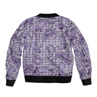 Purple Hawaii Palaka Cowboy Sleeve Zip Bomber Jacket Hawaiian Paniolo Festival Spirit